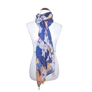 Lulla Collection by Bindya Watercolor Floral Tassle Scarf Wrap